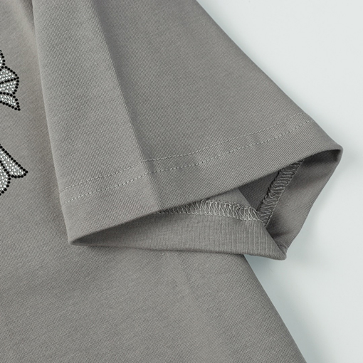 クロムハーツ  ヘビーカラークロスホットドリルラウンドネック半袖Tシャツ