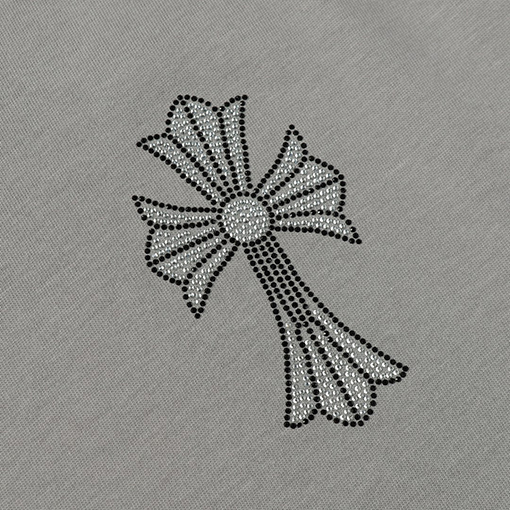 クロムハーツ  ヘビーカラークロスホットドリルラウンドネック半袖Tシャツ