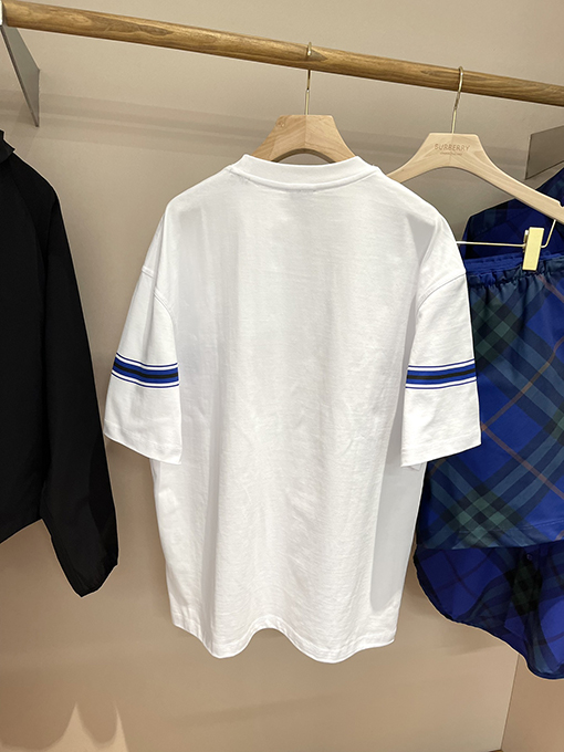 バーバリー  ストライプ装飾小さな軍馬刺繍ファッション半袖Tシャツ