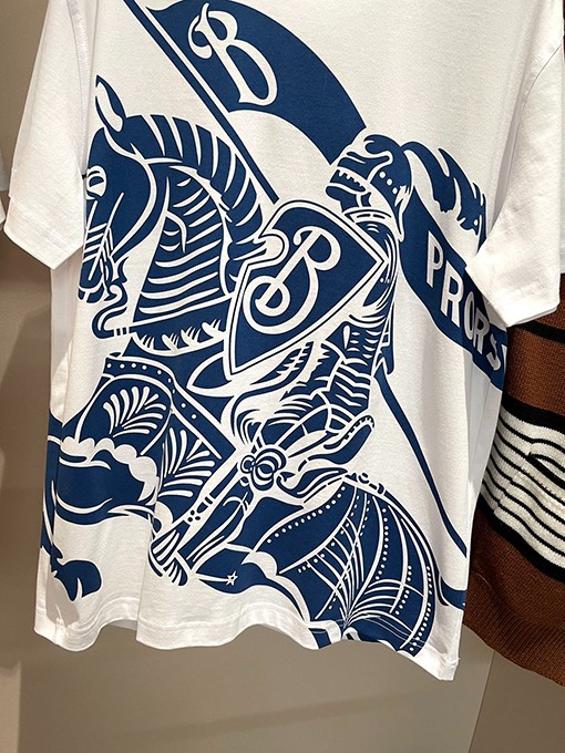 バーバリーコピー  乗馬騎士プリントコットンクルーネック半袖Tシャツ