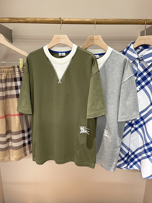バーバリー  新しい2色のコットン半袖Tシャツ