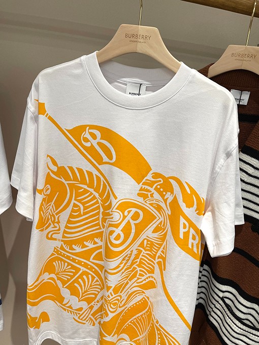 バーバリーコピー  乗馬騎士プリントコットンクルーネック半袖Tシャツ