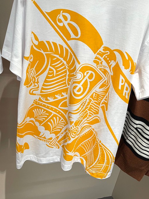 バーバリーコピー  乗馬騎士プリントコットンクルーネック半袖Tシャツ
