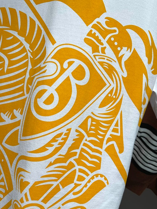 バーバリーコピー  乗馬騎士プリントコットンクルーネック半袖Tシャツ