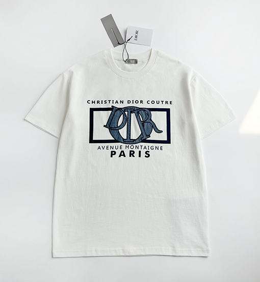 ディオール  フロント水溶性ファッション刺繍プリント柄半袖Tシャツ