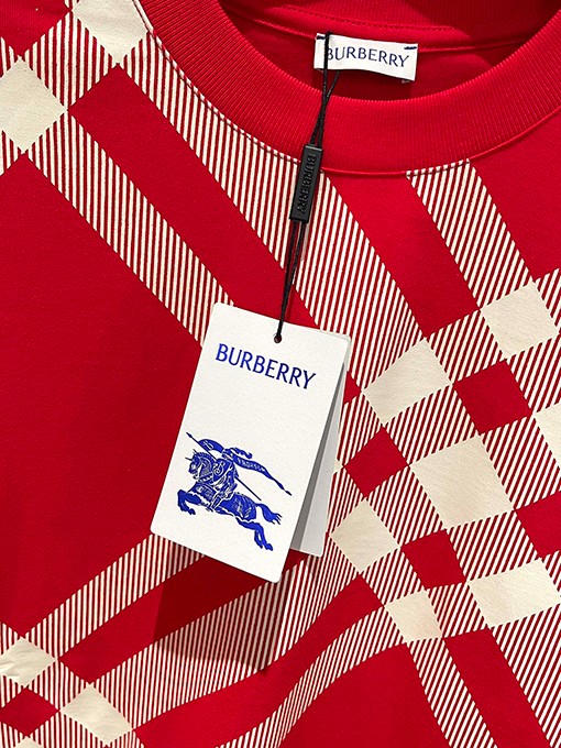 バーバリー  新しいチェック柄のコットンTシャツ