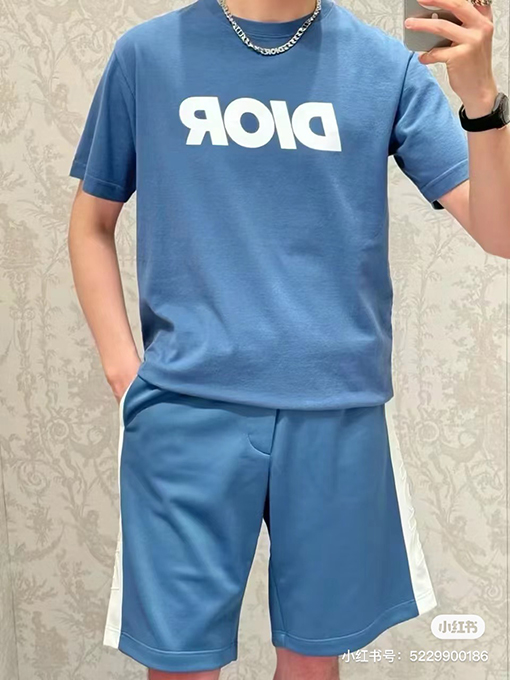 ディオール  フロントには白いロゴ入り半袖Tシャツ