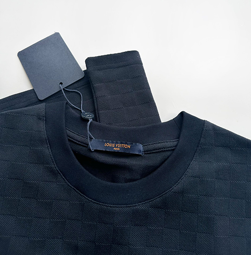 ルイヴィトン  フルサイズダミエジャカード織り刺繍半袖Tシャツ