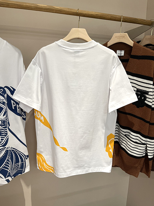 バーバリーコピー  乗馬騎士プリントコットンクルーネック半袖Tシャツ