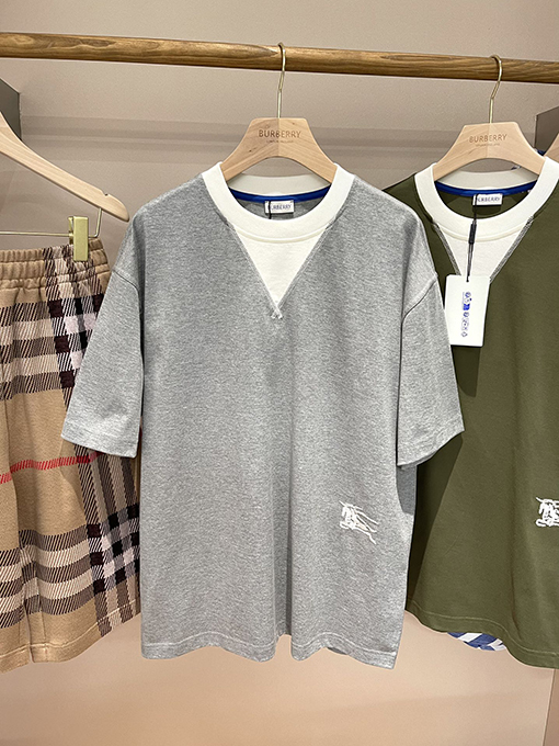 バーバリー  新しい2色のコットン半袖Tシャツ