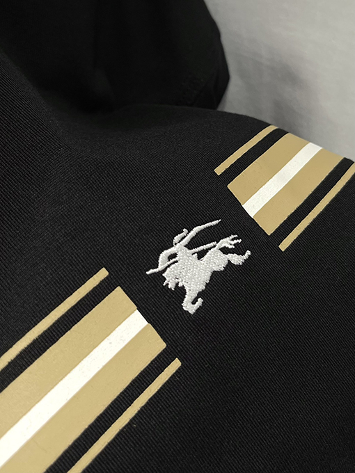 バーバリー  ストライプ装飾小さな軍馬刺繍ファッション半袖Tシャツ