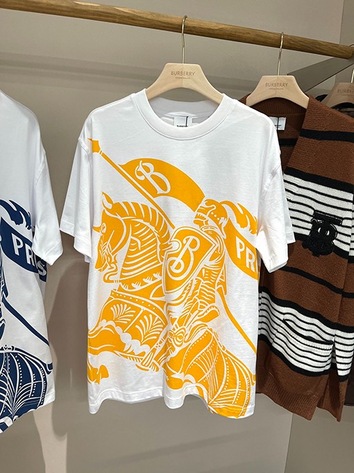 バーバリーコピー  乗馬騎士プリントコットンクルーネック半袖Tシャツ
