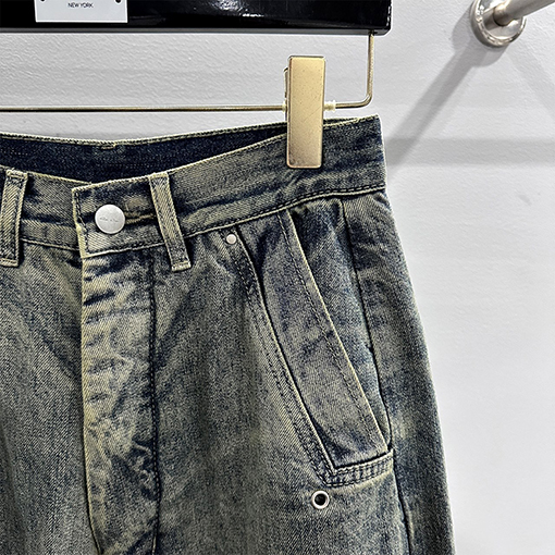 リックオウエンスコピー    グラデーションウォッシュストレートデニムパンツ