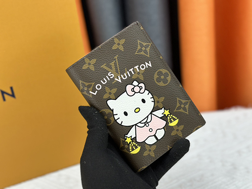 ルイヴィトン  猫のピンクのプリント財布 M60410
