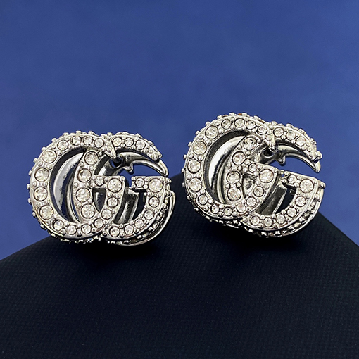 グッチ  クラシックなダブル G フルダイヤモンドバックアルファベットロゴイヤリング
