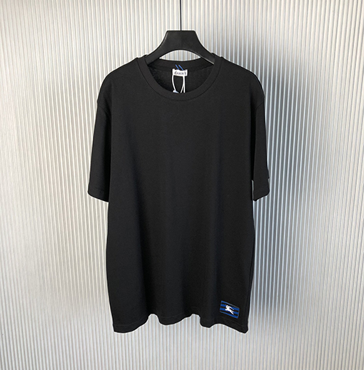 バーバリー 新しいステッカーカジュアルリブラウンドネック半袖Tシャツ