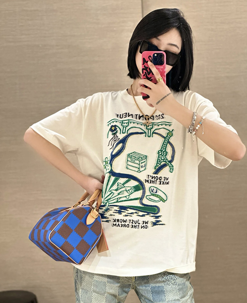 ルイヴィトン 新しいピクセル埋め込みニット半袖Tシャツ