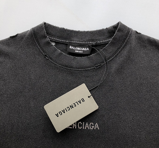 バレンシアガスーパーコピー 新しいホットドリルブランドロゴ水洗い半袖Tシャツ