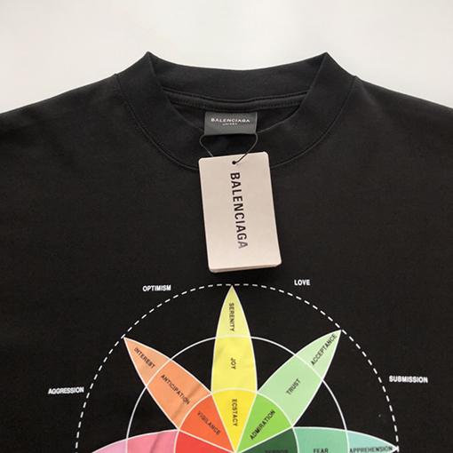 バレンシアガスーパーコピー 新しいコンパスカラーカードプリント半袖Tシャツ