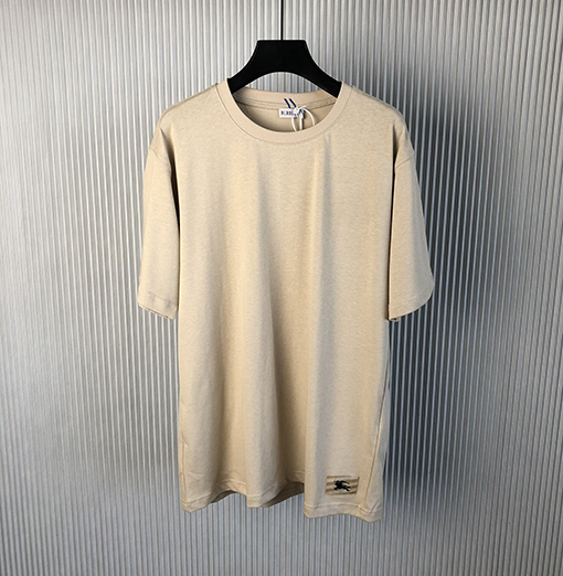 バーバリー 新しいステッカーカジュアルリブラウンドネック半袖Tシャツ
