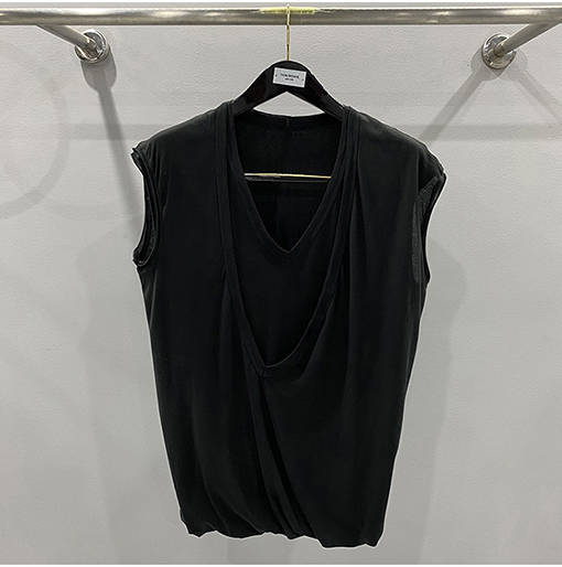 リックオウエンス  新しいダブルデザインコットンノースリーブニット V ネックTシャツ