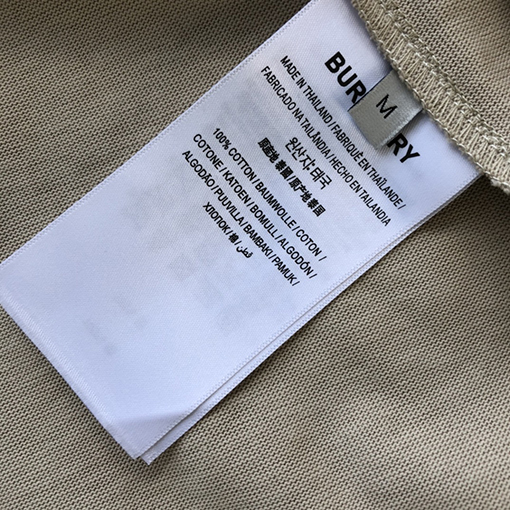 バーバリー 新しいステッカーカジュアルリブラウンドネック半袖Tシャツ