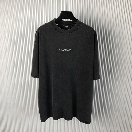 バレンシアガスーパーコピー 新しいホットドリルブランドロゴ水洗い半袖Tシャツ