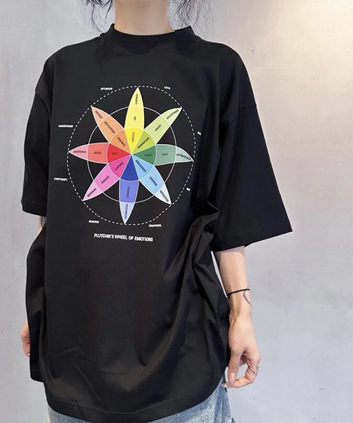 バレンシアガスーパーコピー 新しいコンパスカラーカードプリント半袖Tシャツ
