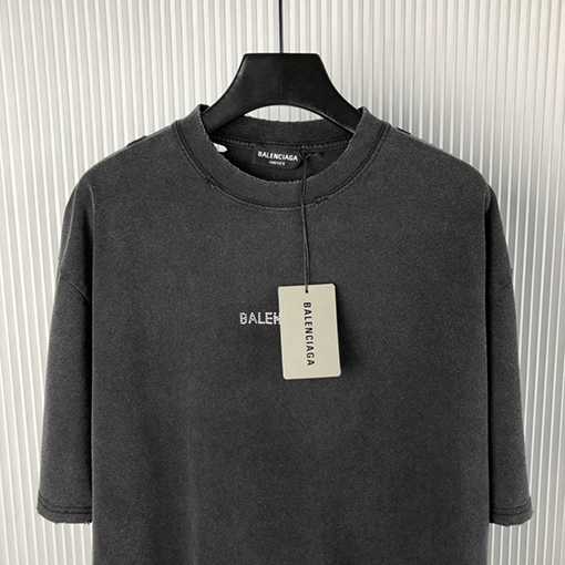 バレンシアガスーパーコピー 新しいホットドリルブランドロゴ水洗い半袖Tシャツ