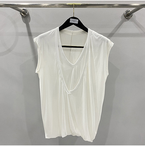 リックオウエンス  新しいダブルデザインコットンノースリーブニット V ネックTシャツ