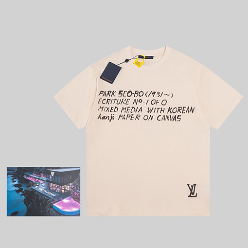 ルイヴィトン  コラボレーションコットンプリント半袖Tシャツ