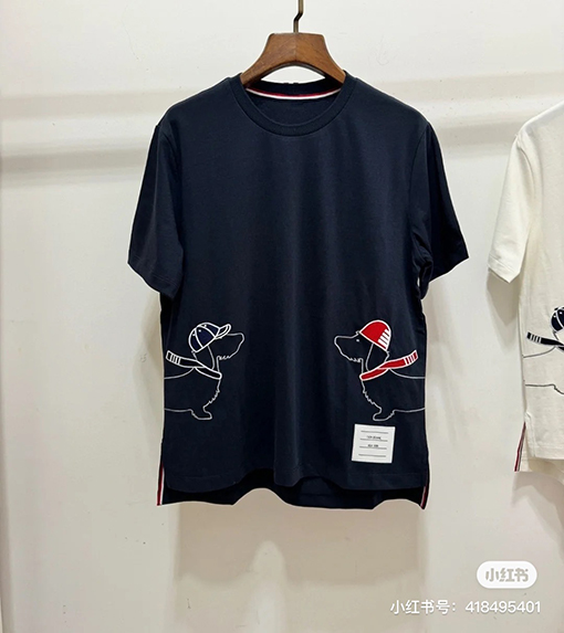 トムブラウンコピー  子犬の刺繍ファッション半袖Tシャツ