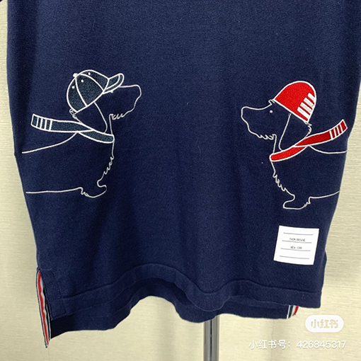 トムブラウンコピー  子犬の刺繍ファッション半袖Tシャツ