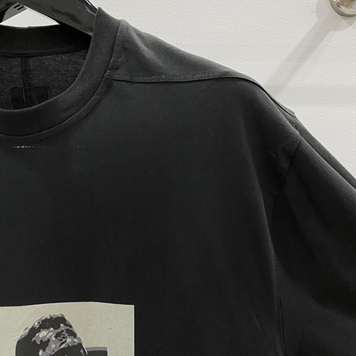リックオウエンスコピー  ポートレートプリント半袖コットンベーシックTシャツ