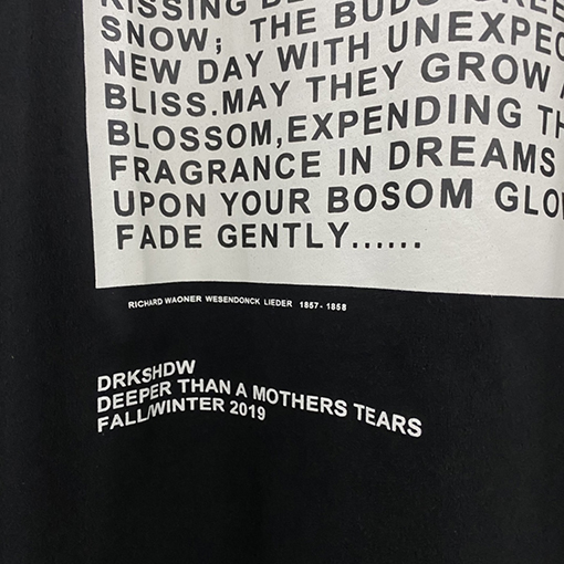 リックオウエンス  アルファベットプリント5分半袖コットンTシャツ