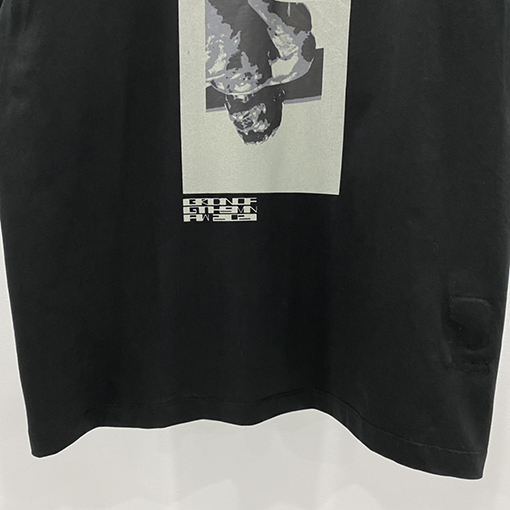 リックオウエンスコピー  ポートレートプリント半袖コットンベーシックTシャツ