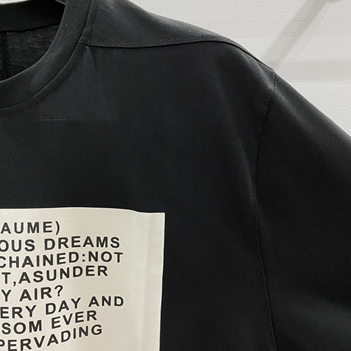 リックオウエンス  アルファベットプリント5分半袖コットンTシャツ