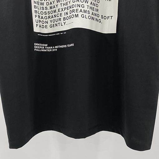 リックオウエンス  アルファベットプリント5分半袖コットンTシャツ