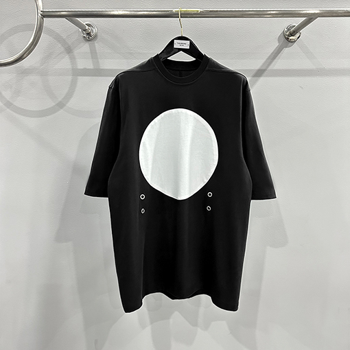 リックオウエンス  大きな円形ステッチパンチラウンドネック半袖Tシャツ