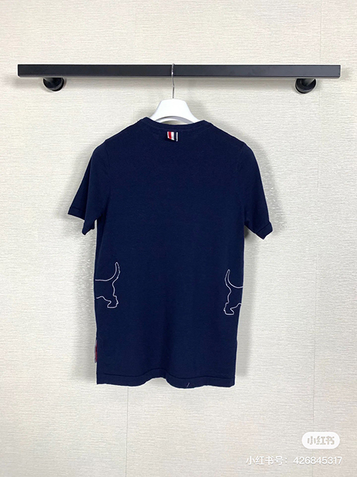 トムブラウンコピー  子犬の刺繍ファッション半袖Tシャツ