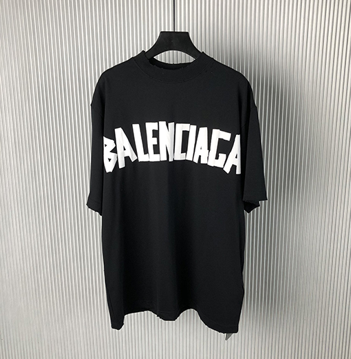 バレンシアガ  新しいテーププリント半袖Tシャツ