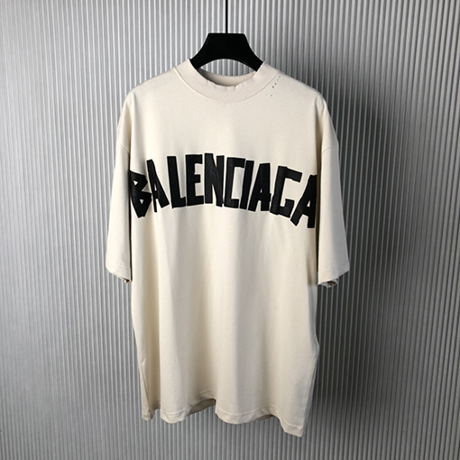 バレンシアガ  新しいテーププリント半袖Tシャツ