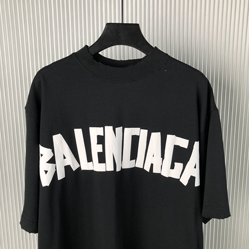 バレンシアガ  新しいテーププリント半袖Tシャツ