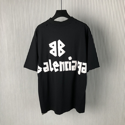 バレンシアガ  新しいテーププリント半袖Tシャツ