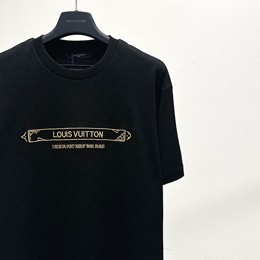 ルイヴィトンスーパーコピーチェック Louis Vuitton刺繍 半袖Tシャツ