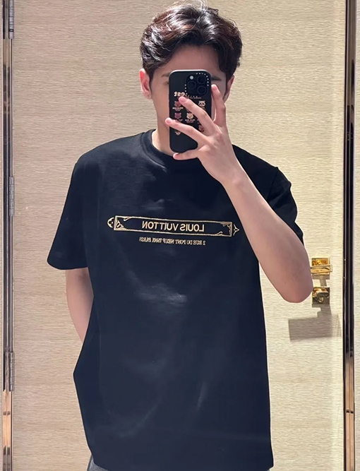 ルイヴィトンスーパーコピーチェック Louis Vuitton刺繍 半袖Tシャツ