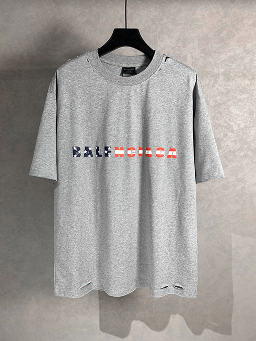 バレンシアガ発泡クルーネック半袖Tシャツ
