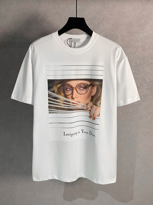 ディオール雑誌表紙丸首半袖Tシャツ