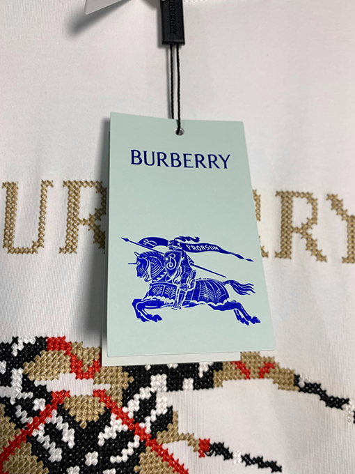 バーバリー刺繍ラウンドネック半袖Tシャツ