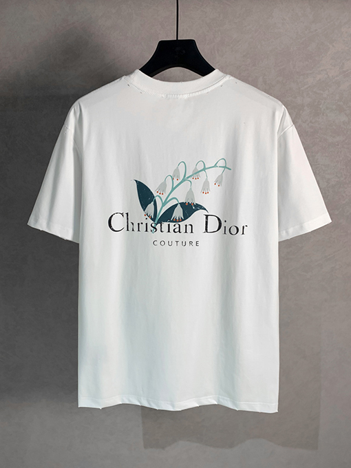 ディオールスーパーコピー新しいスズランのアルファベットのラウンドネック半袖Tシャツ